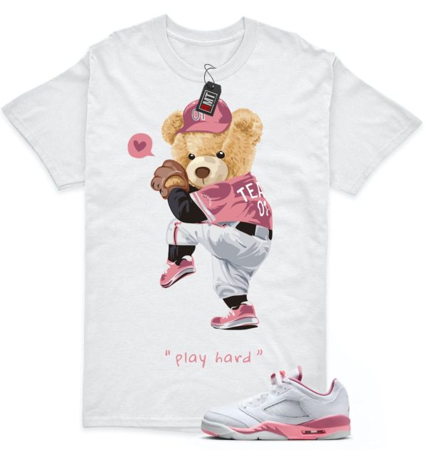 Jordan 5 Low GS Desert Berry White Coral Match T-shirt, Play Hard Jezsport.com