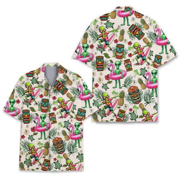 Tropical Alien And Tiki Hawaiian Shirt, Summer Shirt For Men and Women Jezsport.com