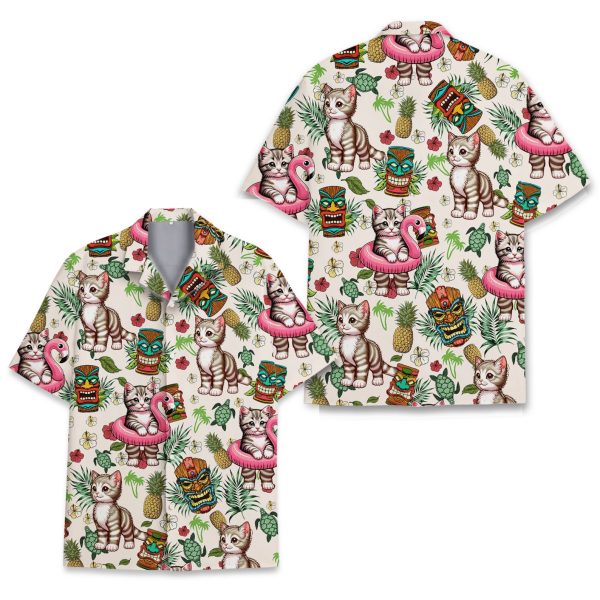 Tropical Cat And Tiki Hawaiian Shirt, Summer Shirt For Men and Women Jezsport.com