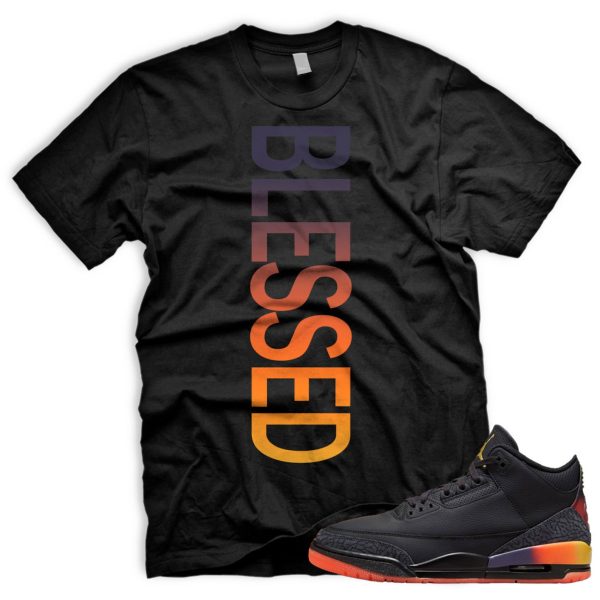 BLSSD AJ 3 Retro Rio Black Solar Flare Total Crimson Abyss Balvin T-shirt Match Sneaker Jezsport.com