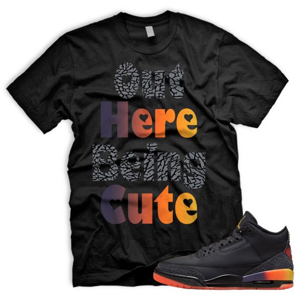 CUTE AJ 3 Retro Rio Black Solar Flare Total Crimson Abyss Balvin T-shirt Match Sneaker Jezsport.com