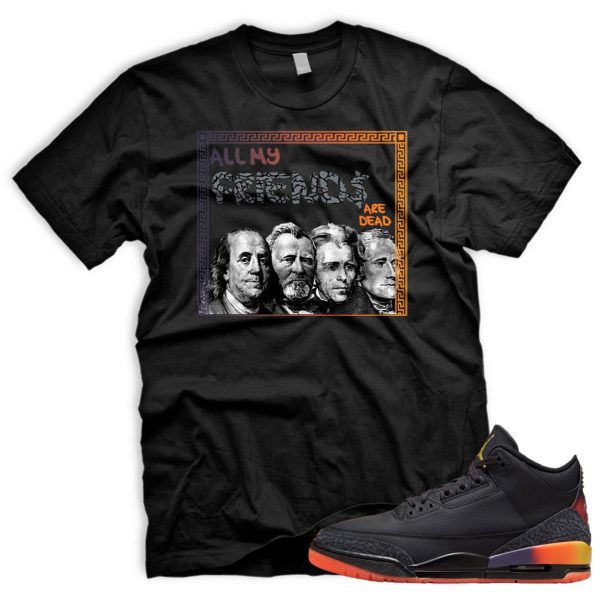 FRNDS AJ 3 Retro Rio Black Solar Flare Total Crimson Abyss Balvin Tshirt Match Sneaker Jezsport.com