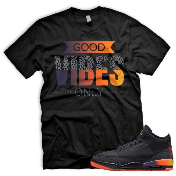 VIBES AJ 3 Retro Rio Black Solar Flare Total Crimson Abyss Balvin T-shirt Match Sneaker Jezsport.com