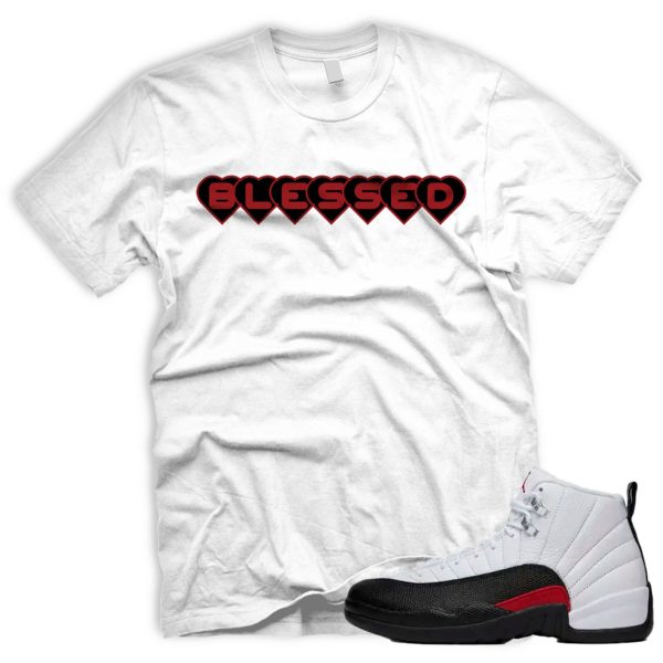 BLSSDHRTS AJ 12 Retro Red Taxi Flip Gym Black White T-shirt Match Sneaker Jezsport.com