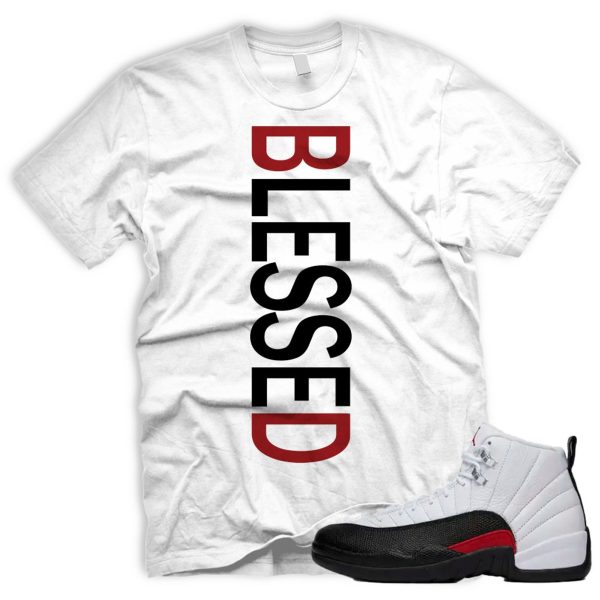 BLSSD AJ 12 Retro Red Taxi Flip Gym Black White T-shirt Match Sneaker Jezsport.com