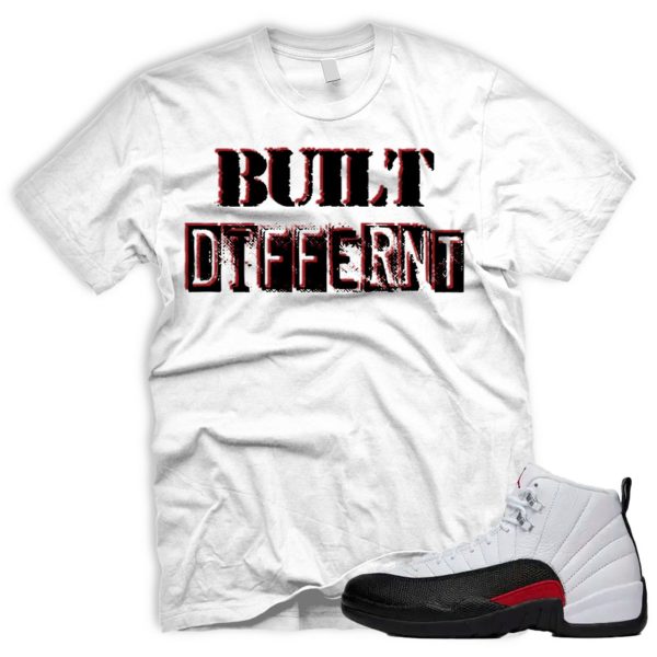 BD AJ 12 Retro Red Taxi Flip Gym Black White Tshirt Match Sneaker Jezsport.com