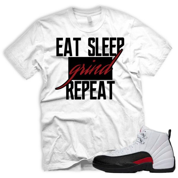 GRND AJ 12 Retro Red Taxi Flip Gym Black White T-shirt Match Sneaker Jezsport.com