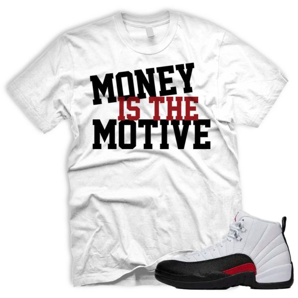 MONEY AJ 12 Retro Red Taxi Flip Gym Black White T-shirt Match Sneaker Jezsport.com