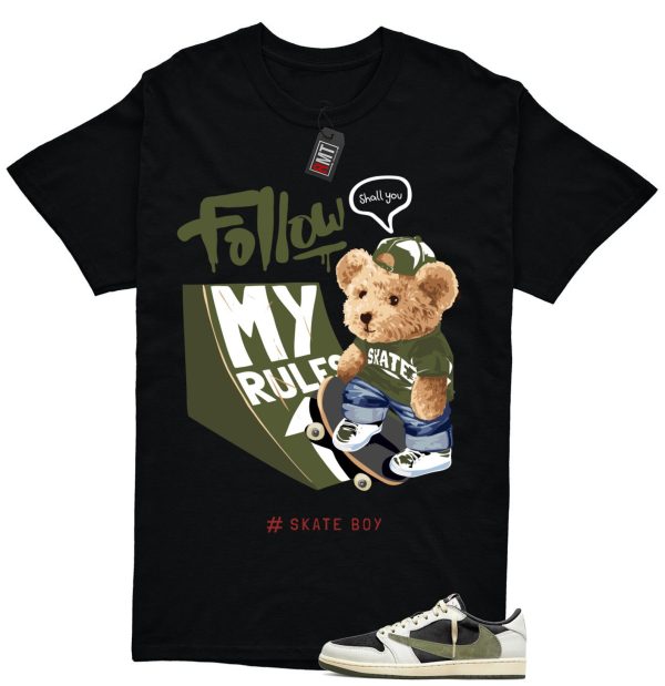 Jordan 1 Retro Low OG SP Travis Scott Olive Match T-shirt, Skate Boy Jezsport.com