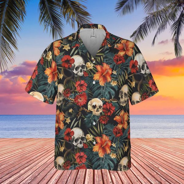 Skull Vintage Hawaiian Pattern Shirt, Summer For Men and Women Jezsport.com