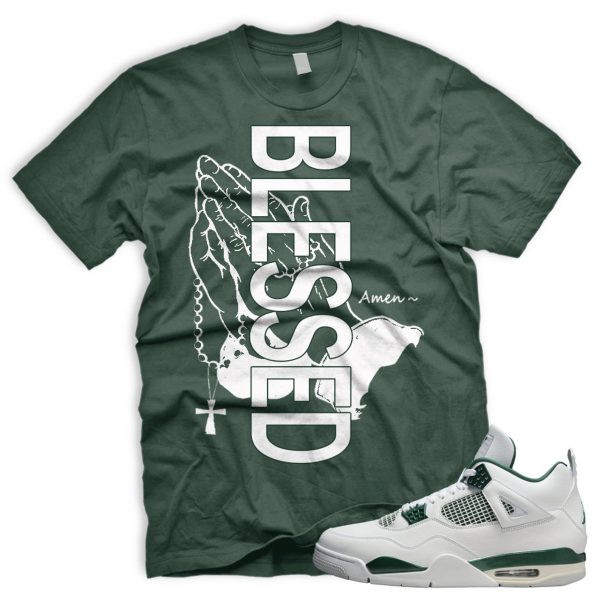 BLSSDHNDS Air J 4 Retro Oxidized Green White Tshirt Match Sneaker Jezsport.com