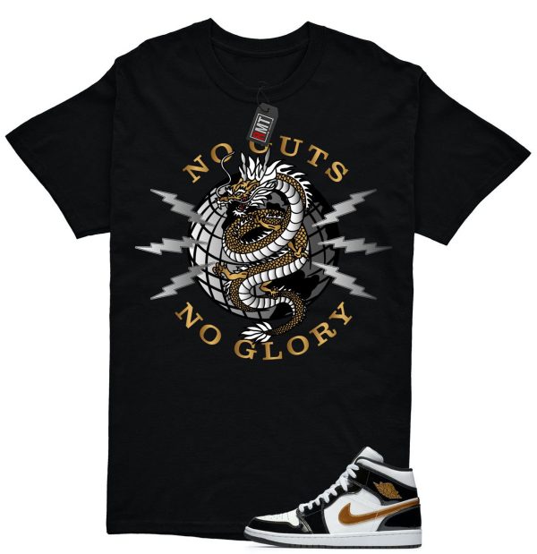 Jordan 1 Metallic gold Patent Black White Match T-shirt, No Guts Tee Match Mid Patent Black Metallic gold Jezsport.com