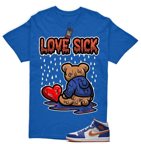 Jordan 1 Mid Knicks Sail Game Royal Rush Orange Phantom Match T-shirt, Love Sick Jezsport.com