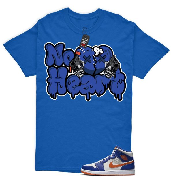 Jordan 1 Mid Knicks Sail Game Royal Rush Orange Phantom Match T-shirt, No Heart Jezsport.com