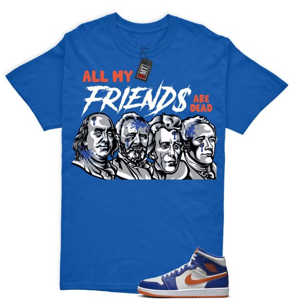 Jordan 1 Mid Knicks Sail Game Royal Rush Orange Phantom Match T-shirt, All My Friend Jezsport.com