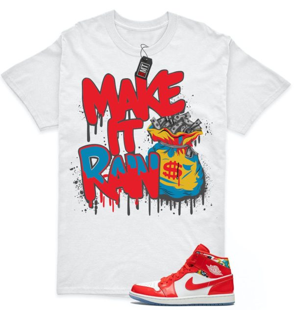 Jordan 1 Mid SE Barcelona Sweater Red Patent Chile Red/White Match T-shirt, Make It Rain Jezsport.com