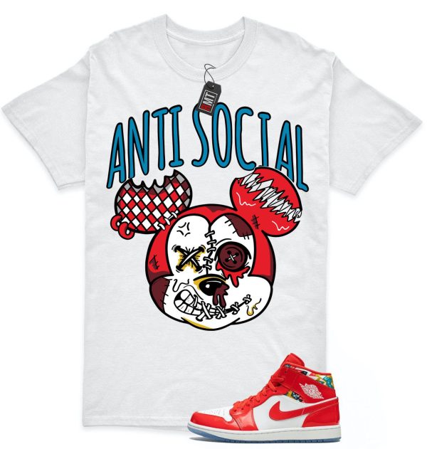 Jordan 1 Mid SE Barcelona Sweater Red Patent Chile Red/White Match T-shirt, Anti Social Jezsport.com