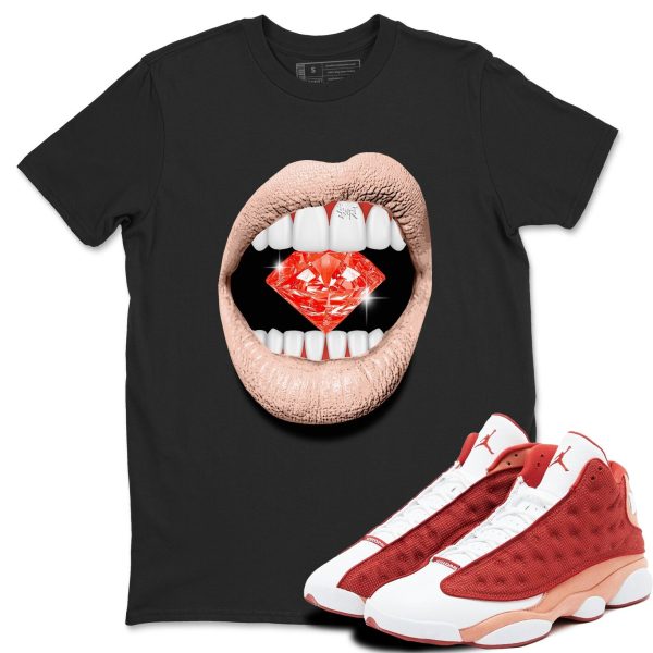 Lips Diamond Unisex Sneakerhead Shirts To Match Jordans AJ13 Dune Red Jezsport.com