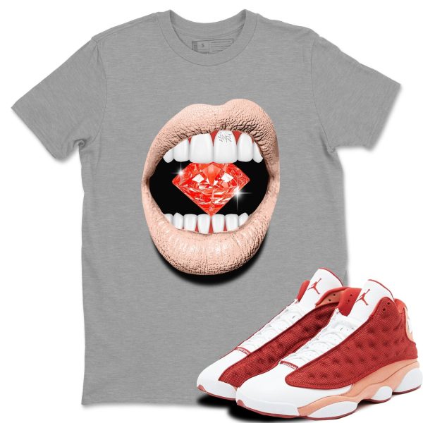 Lips Diamond Unisex Sneakerhead Shirts To Match Jordans AJ13 Dune Red Jezsport.com