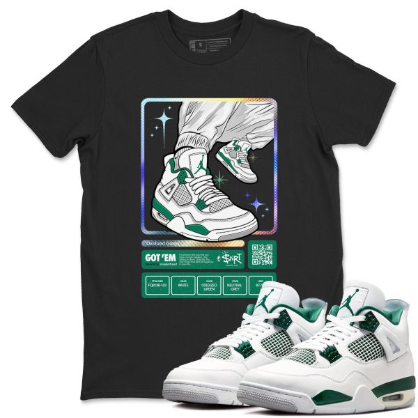 Sneaker Trading Card Unisex Sneakerhead Shirts To Match Jordans AJ4 Oxidized Green Jezsport.com