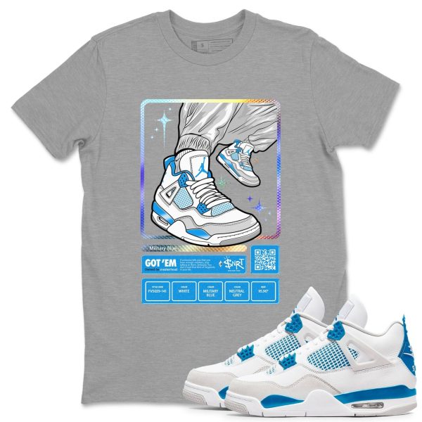 Sneaker Trading Card Unisex Sneakerhead Shirts To Match Jordans AJ4 Military Blue Jezsport.com