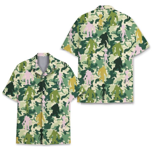 Camo Bigfoot And Alien Hawaiian Shirt, Summer Shirt For Men and Women Jezsport.com