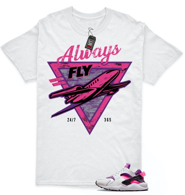 Air Huarache White Hyper Pink Vivid Purple Match T-shirt, Always Fly Jezsport.com