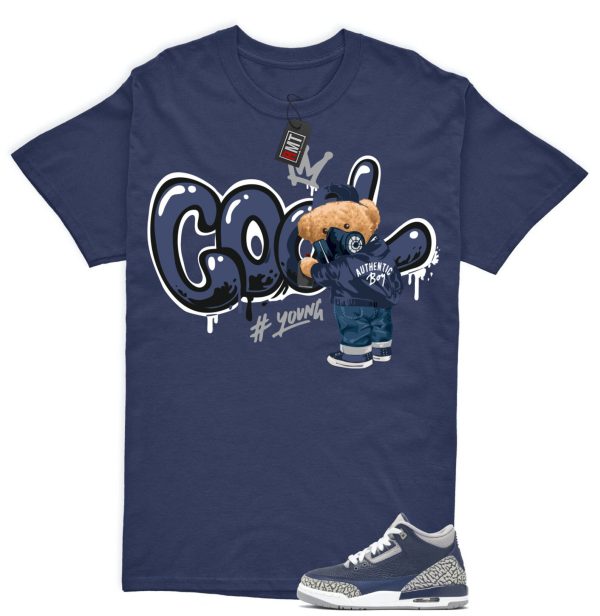 Jordan 3 Georgetown Midnight Navy Match T-shirt, Cool Bear Tee Matching Georgetown 3s Jezsport.com