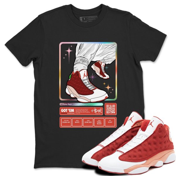 Sneaker Trading Card - Sneaker Shirts To Match Jordans AJ13 Dune Red Jezsport.com