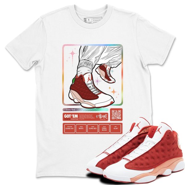 Sneaker Trading Card - Sneaker Shirts To Match Jordans AJ13 Dune Red Jezsport.com