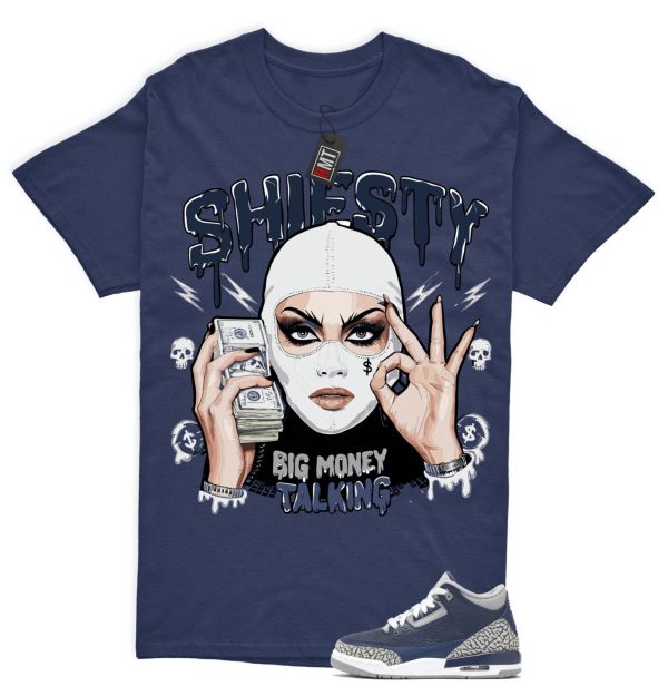 Jordan 3 Georgetown Midnight Navy Match T-shirt, Money Talking Tee Matching Georgetown 3s Jezsport.com