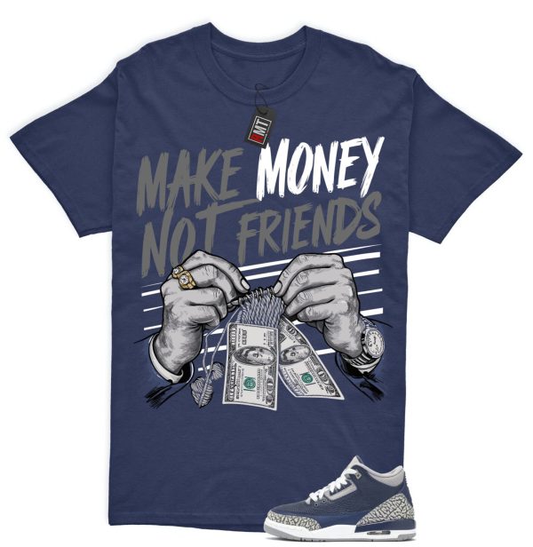 Jordan 3 Georgetown Midnight Navy Match T-shirt, Make Money Tee Matching Georgetown 3s Jezsport.com