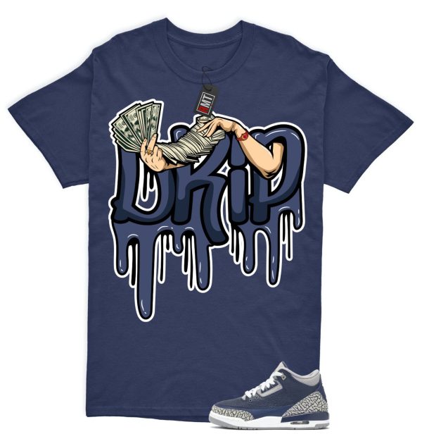 Jordan 3 Georgetown Midnight Navy Match T-shirt, Drip Tee Matching Georgetown 3s Jezsport.com