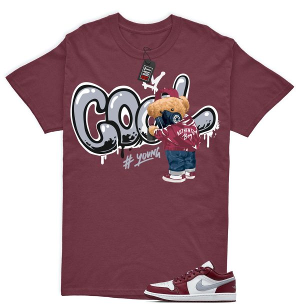 Jordan 1 Low Bordeaux Shirts, Cool Bear Tee Matching 1 Low Bordeaux Maroon Cherrywood Red White Cement Grey Jezsport.com