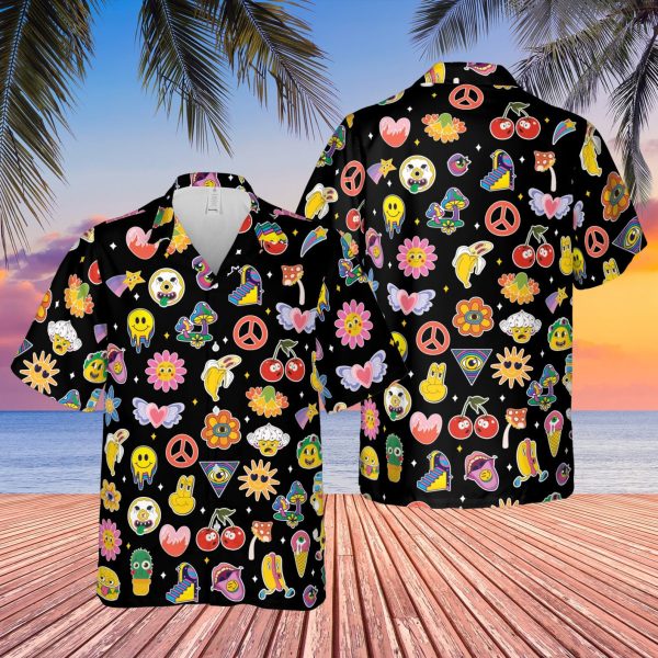 Trippy Hippie Hawaiian Shirt, Flowers Fruit Hawaiian Shirt, Summer Shirt For Men and Women Jezsport.com