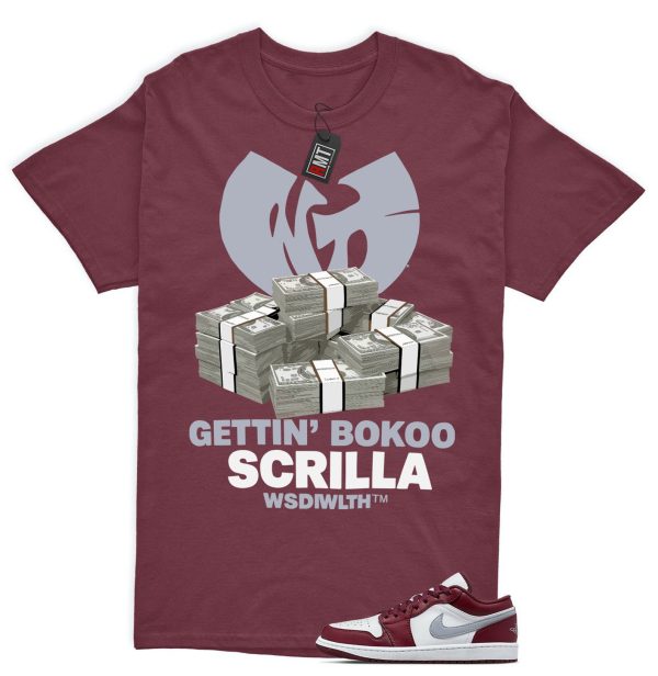 Jordan 1 Low Bordeaux Shirts, Scrilla Tee Matching 1 Low Bordeaux Maroon Cherrywood Red White Cement Grey Jezsport.com