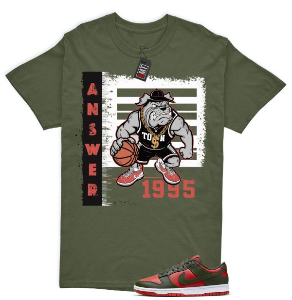 Dunk Low Mystic Red Cargo Khaki White Match T-shirt, Answer Jezsport.com