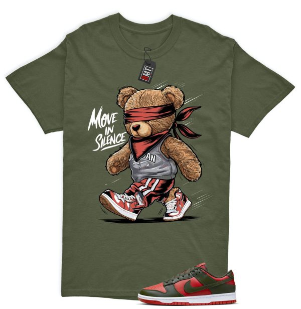 Dunk Low Mystic Red Cargo Khaki White Match T-shirt, Move In Silence Jezsport.com