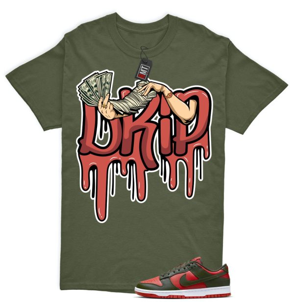 Dunk Low Mystic Red Cargo Khaki White Match T-shirt, Drip Jezsport.com