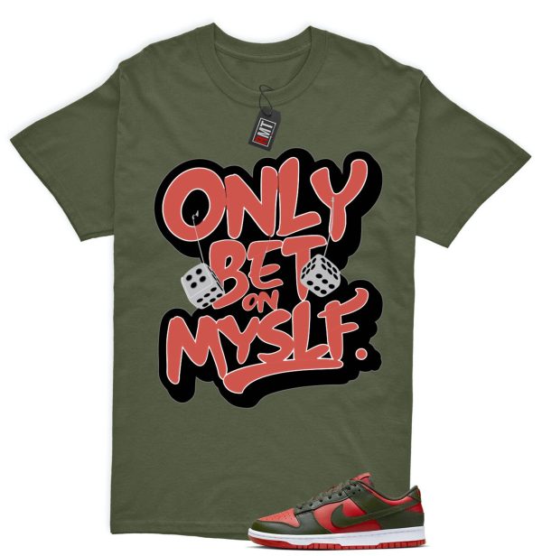 Dunk Low Mystic Red Cargo Khaki White Match T-shirt, Bet on My Self Jezsport.com