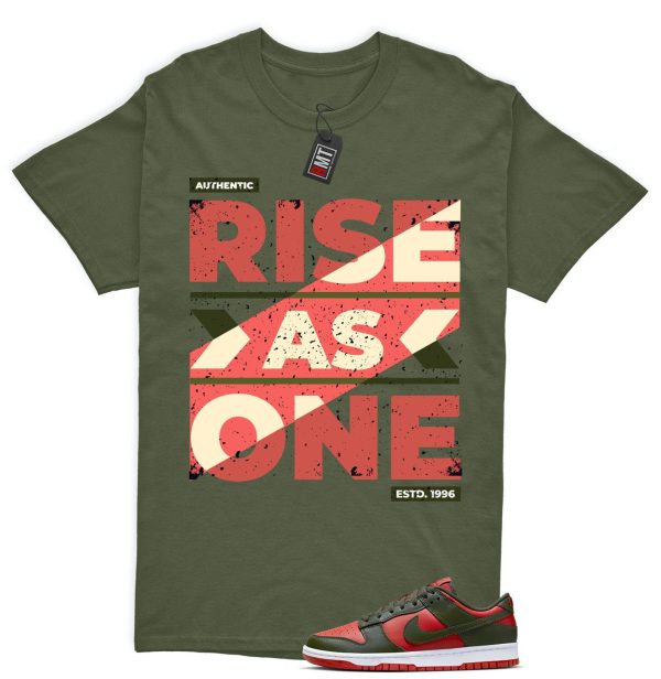 Dunk Low Mystic Red Cargo Khaki White Match T-shirt, Rise As One Jezsport.com