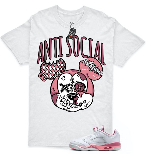 Jordan 5 Low GS Desert Berry White Coral Match T-shirt, Anti Social Jezsport.com