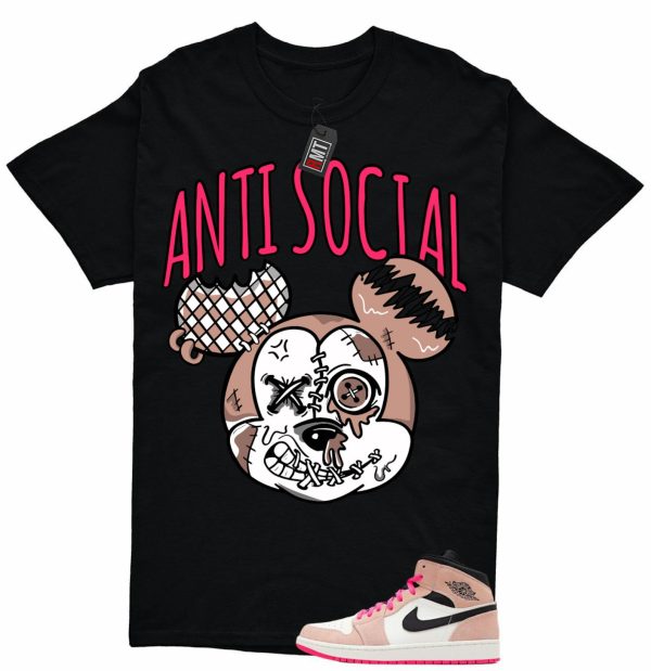 Jordan 1 Mid SE Crimson Tint Hyper Pink Match T-shirt, Anti Social Jezsport.com