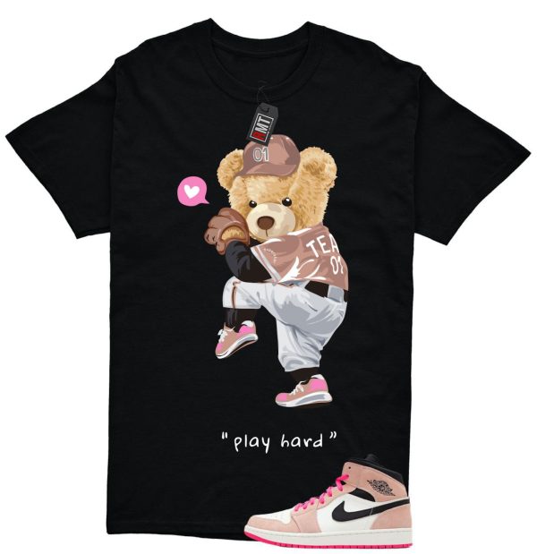 Jordan 1 Mid SE Crimson Tint Hyper Pink Match T-shirt, Play Hard Jezsport.com