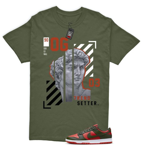 Dunk Low Mystic Red Cargo Khaki White Match T-shirt, OG Jezsport.com