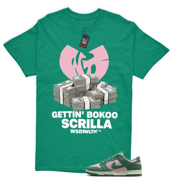 Dunk Low Pink Malachite Medium Soft Sail Match T-shirt, Scrilla Jezsport.com