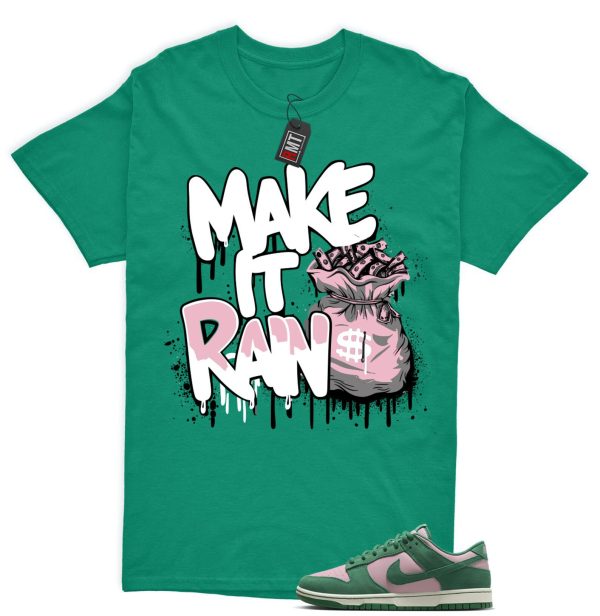 Dunk Low Pink Malachite Medium Soft Sail Match T-shirt, Make It Rain Jezsport.com