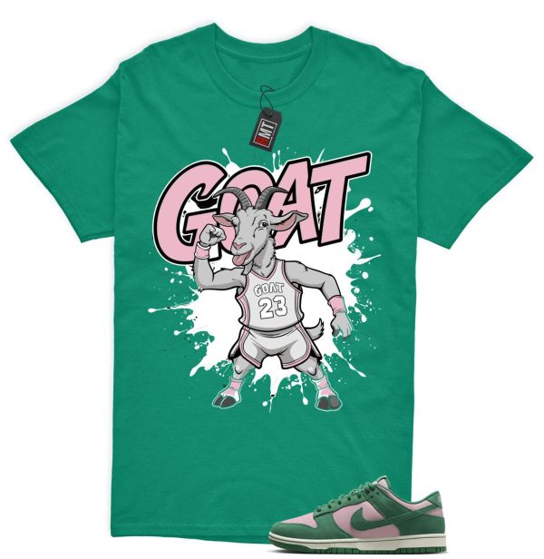 Dunk Low Pink Malachite Medium Soft Sail Match T-shirt, Goat Jezsport.com