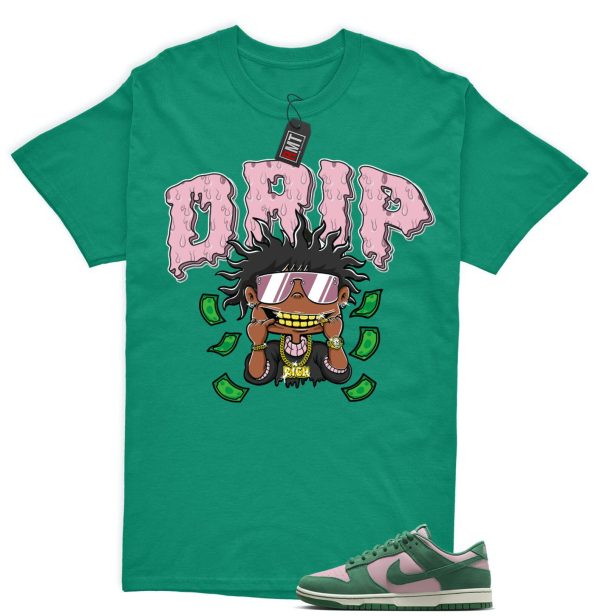 Dunk Low Pink Malachite Medium Soft Sail Match T-shirt, Drip Jezsport.com