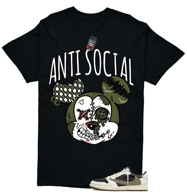 Jordan 1 Retro Low OG SP Travis Scott Olive Match T-shirt, Anti Social Jezsport.com